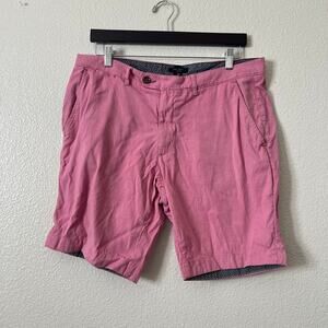 Ted Baker Men’s Red Shorts Micro Check Cotton Blend